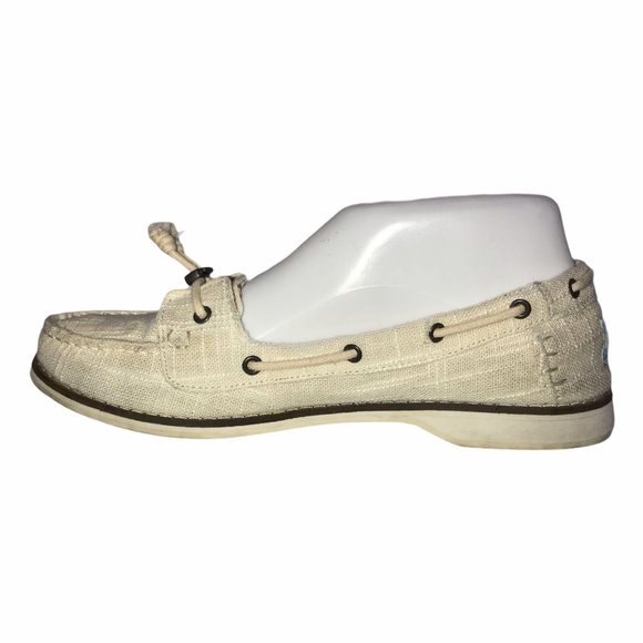 Toms Cream Linen Loafers Flats 7.5 - Picture 4 of 8